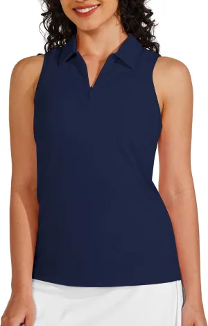 Willit Women's Sleeveless Golf Shirts Tennis Tank Tops Athletic Collar Polo UPF 50  Quick Dry