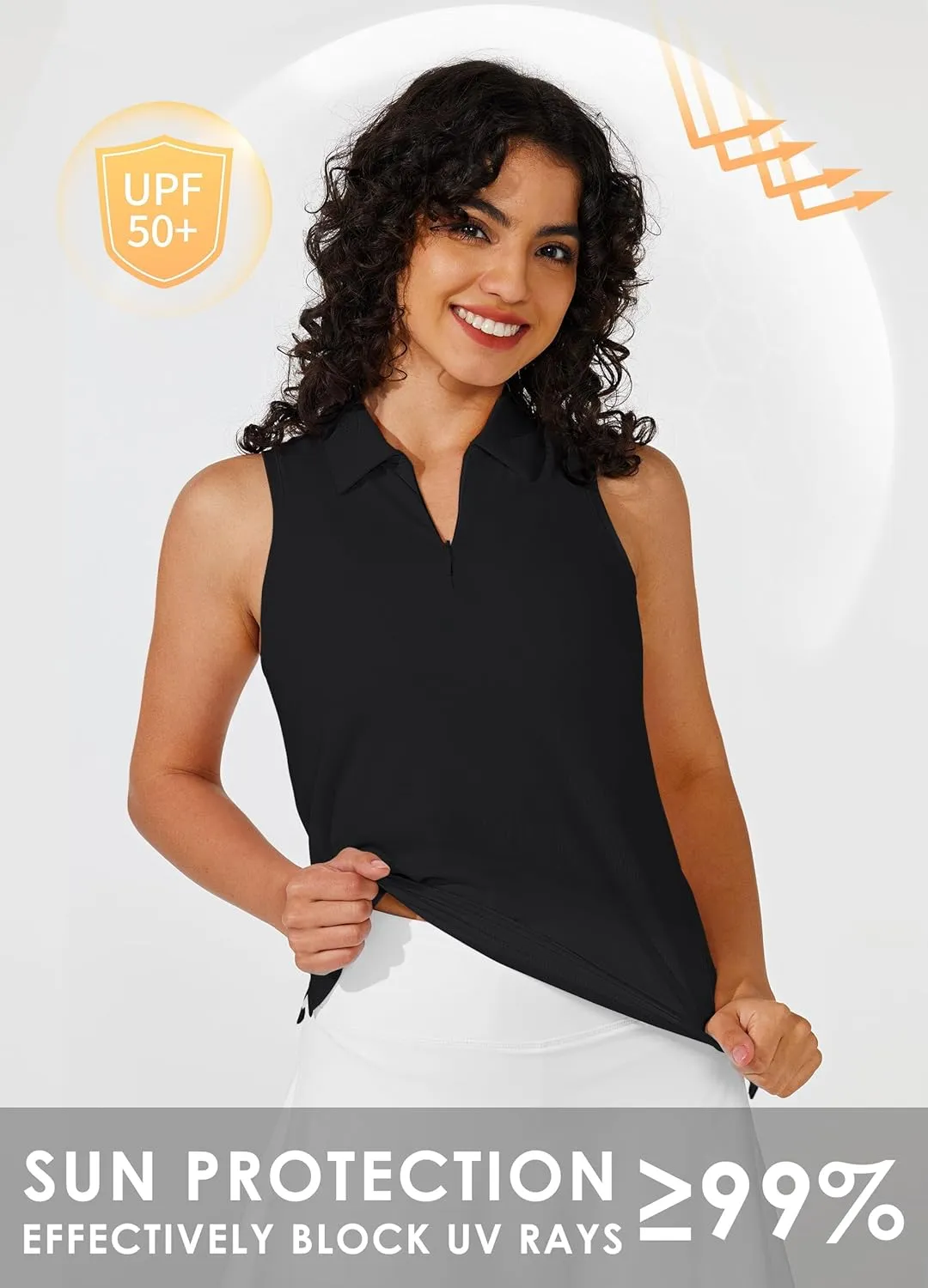Willit Women's Sleeveless Golf Shirts Tennis Tank Tops Athletic Collar Polo UPF 50  Quick Dry
