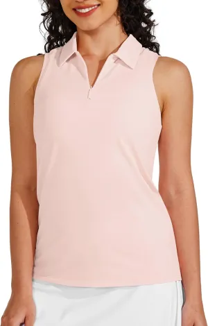 Willit Women's Sleeveless Golf Shirts Tennis Tank Tops Athletic Collar Polo UPF 50  Quick Dry