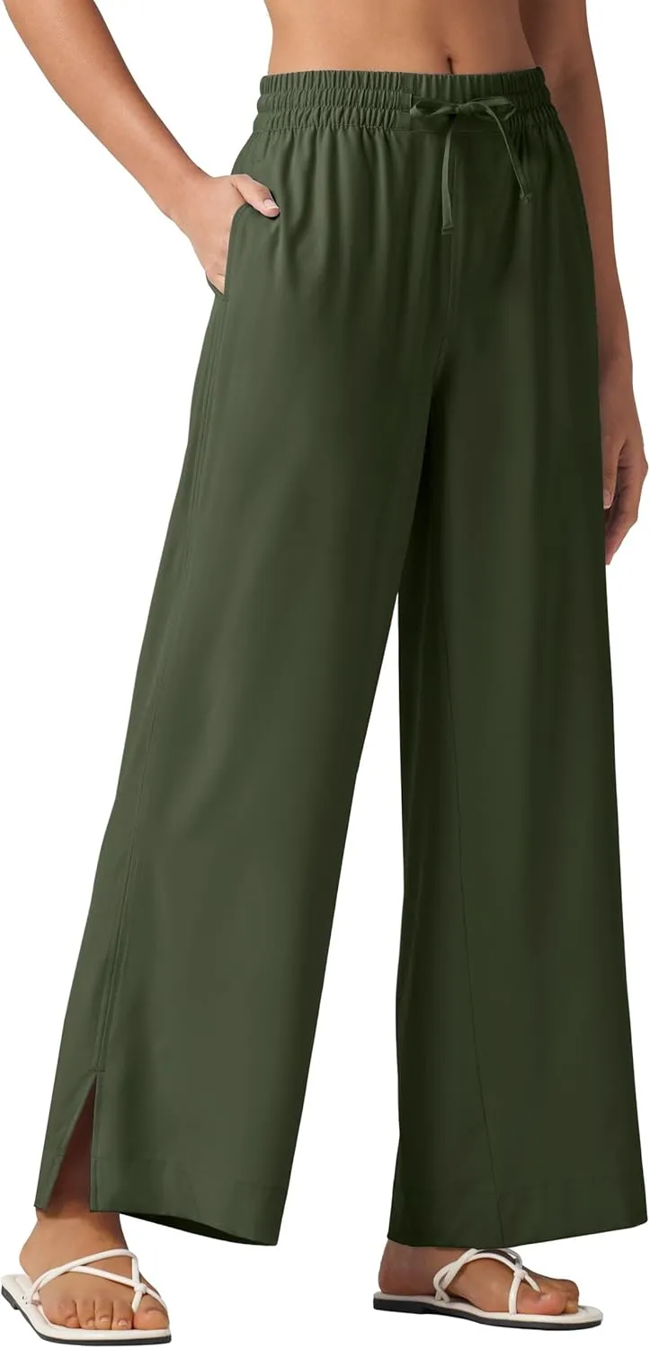 Willit Women's Wide Leg Pants Swim Beach Pants UPF 50  Lightweight Travel Quick Dry Sun Protective 29" 31"