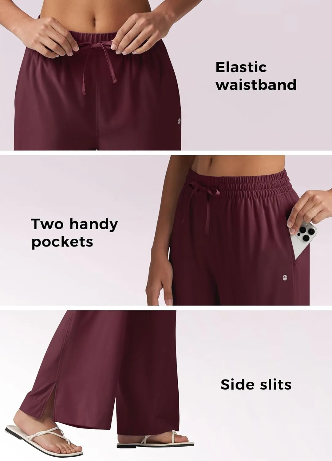 Willit Women's Wide Leg Pants Swim Beach Pants UPF 50  Lightweight Travel Quick Dry Sun Protective 29" 31"