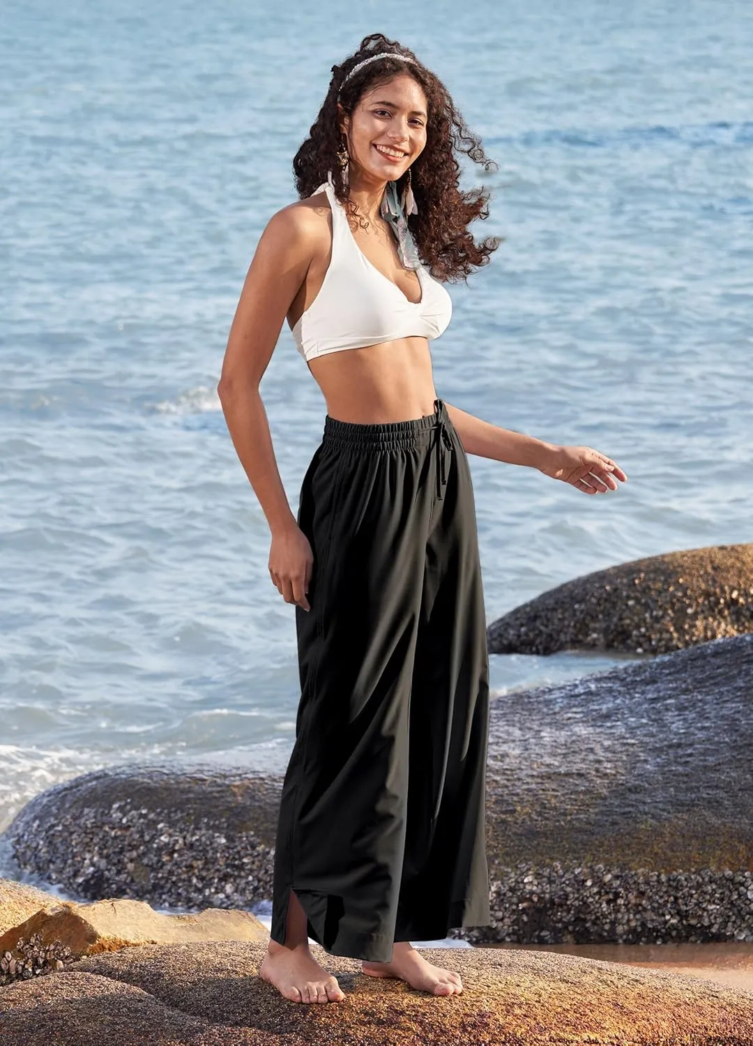 Willit Women's Wide Leg Pants Swim Beach Pants UPF 50  Lightweight Travel Quick Dry Sun Protective 29" 31"