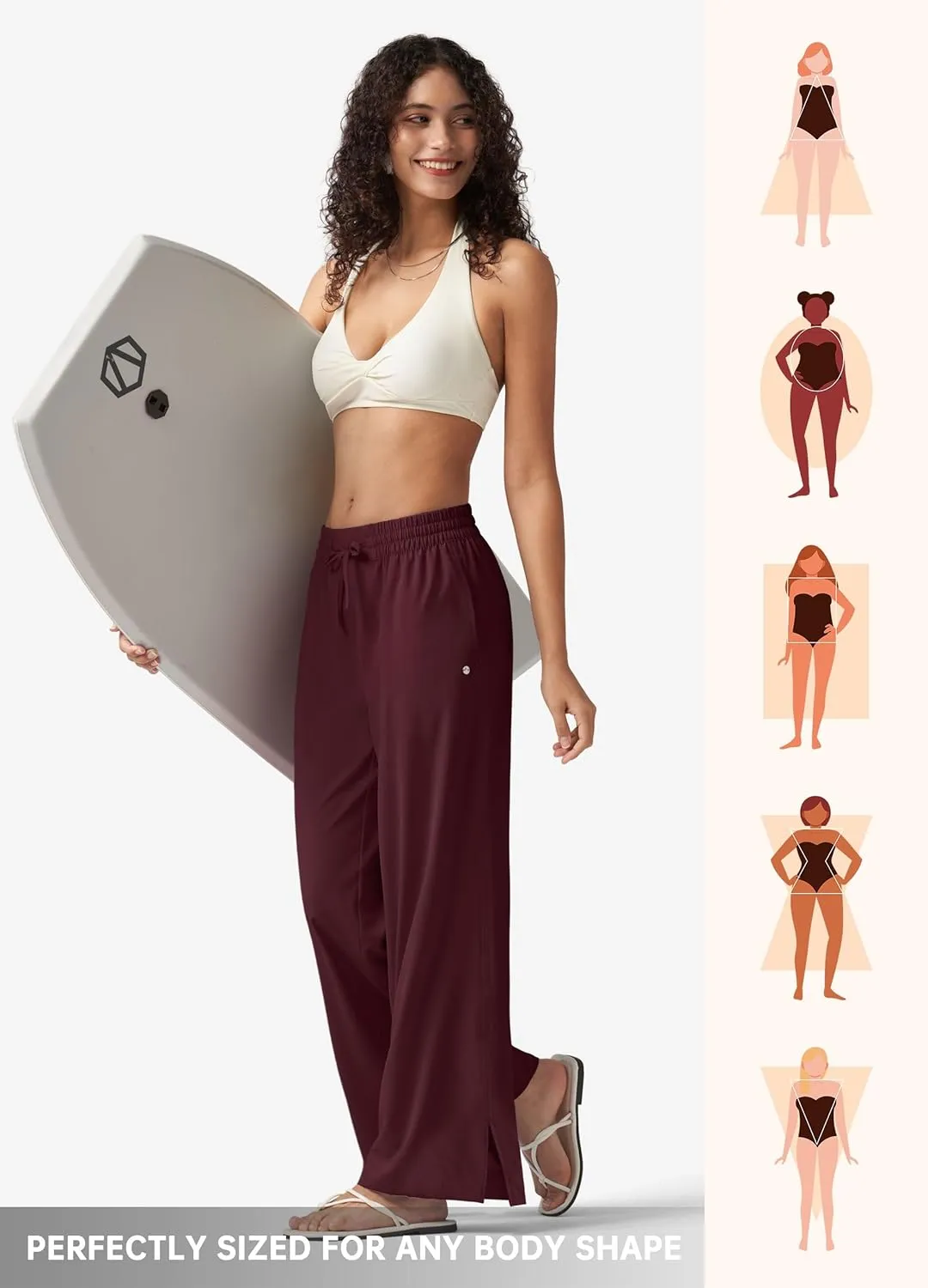 Willit Women's Wide Leg Pants Swim Beach Pants UPF 50  Lightweight Travel Quick Dry Sun Protective 29" 31"
