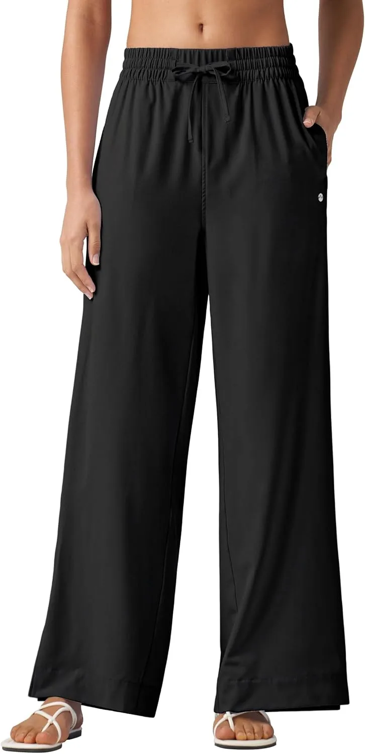Willit Women's Wide Leg Pants Swim Beach Pants UPF 50  Lightweight Travel Quick Dry Sun Protective 29" 31"