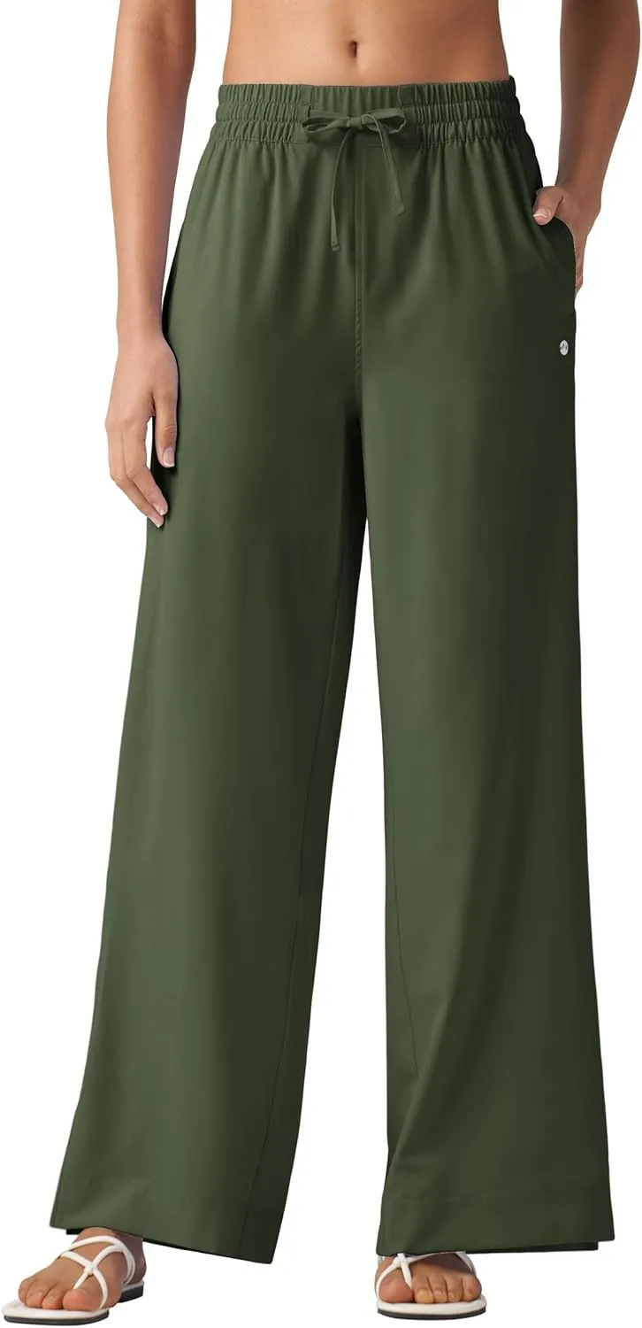 Willit Women's Wide Leg Pants Swim Beach Pants UPF 50  Lightweight Travel Quick Dry Sun Protective 29" 31"