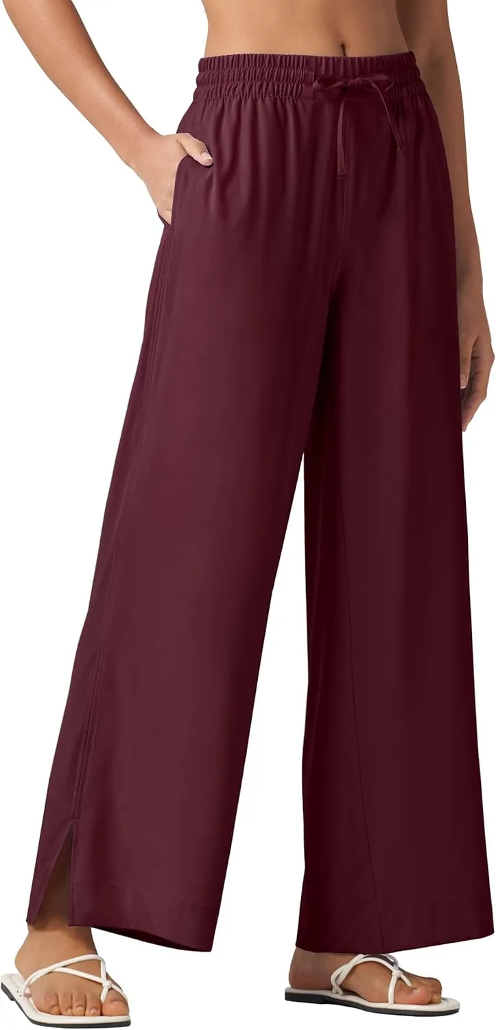 Willit Women's Wide Leg Pants Swim Beach Pants UPF 50  Lightweight Travel Quick Dry Sun Protective 29" 31"