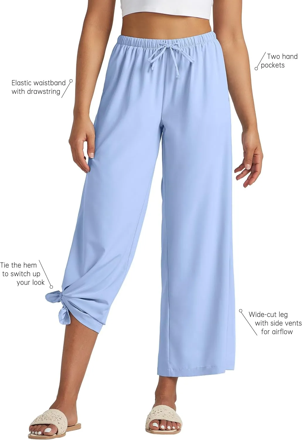 Willit Women's Wide Leg Pants UPF 50  Swim Beach Pants Lightweight Travel Pants Quick Dry Sun Protective