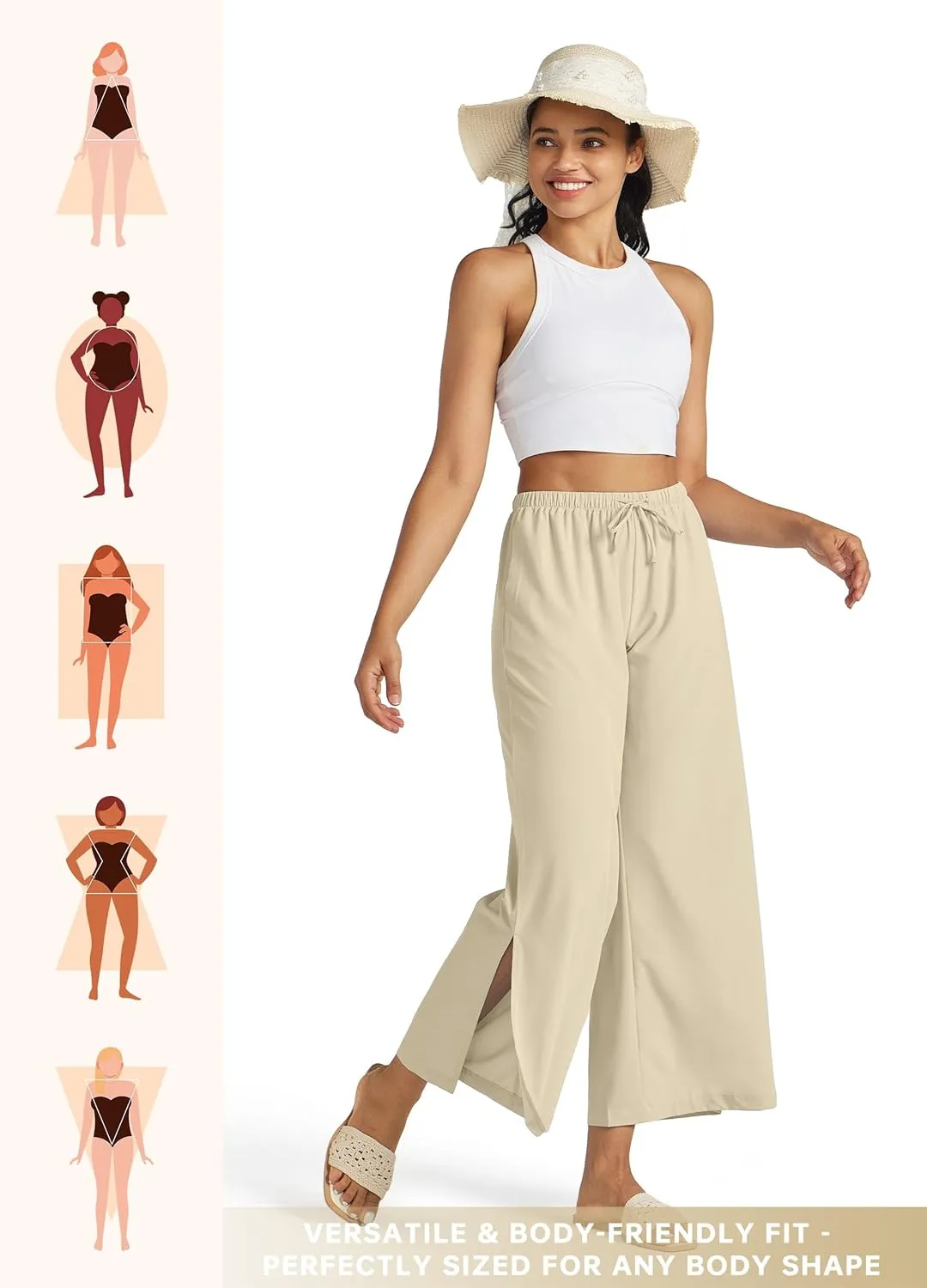 Willit Women's Wide Leg Pants UPF 50  Swim Beach Pants Lightweight Travel Pants Quick Dry Sun Protective