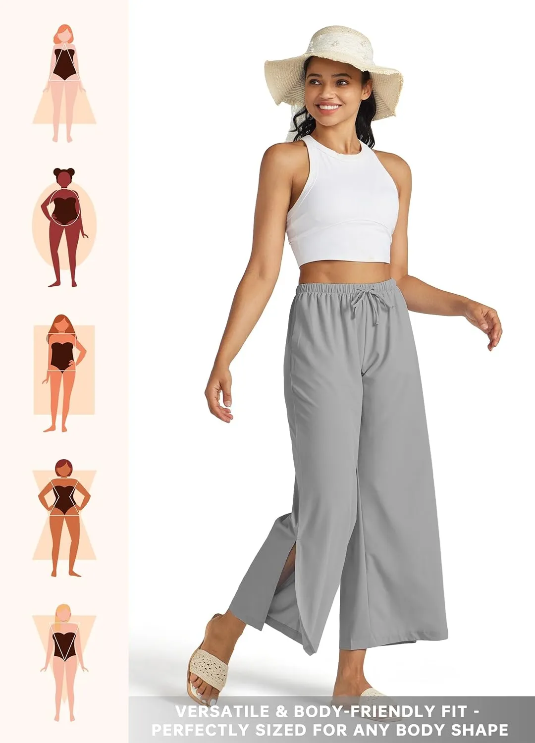 Willit Women's Wide Leg Pants UPF 50  Swim Beach Pants Lightweight Travel Pants Quick Dry Sun Protective