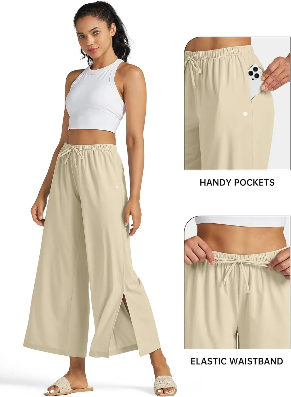 Willit Women's Wide Leg Pants UPF 50  Swim Beach Pants Lightweight Travel Pants Quick Dry Sun Protective