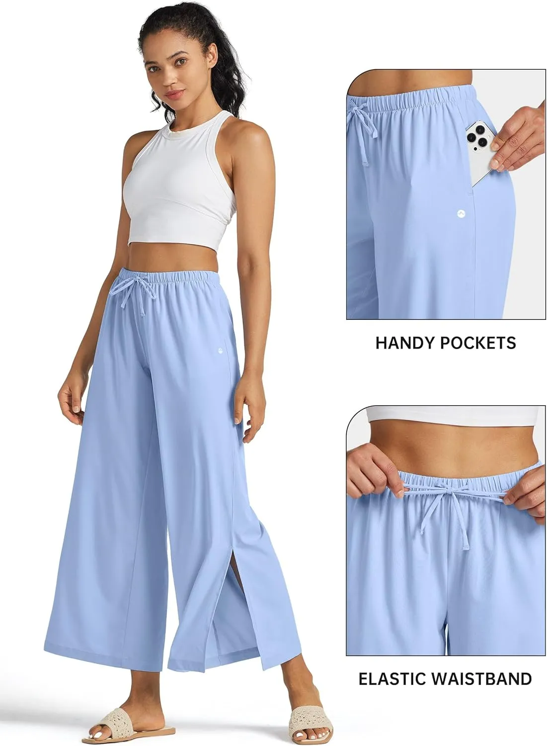 Willit Women's Wide Leg Pants UPF 50  Swim Beach Pants Lightweight Travel Pants Quick Dry Sun Protective
