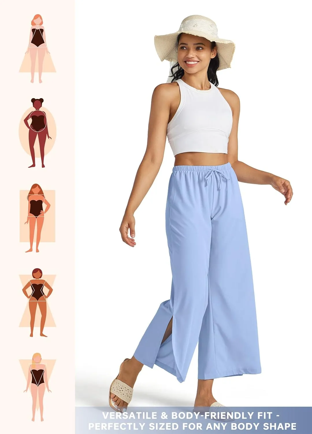 Willit Women's Wide Leg Pants UPF 50  Swim Beach Pants Lightweight Travel Pants Quick Dry Sun Protective