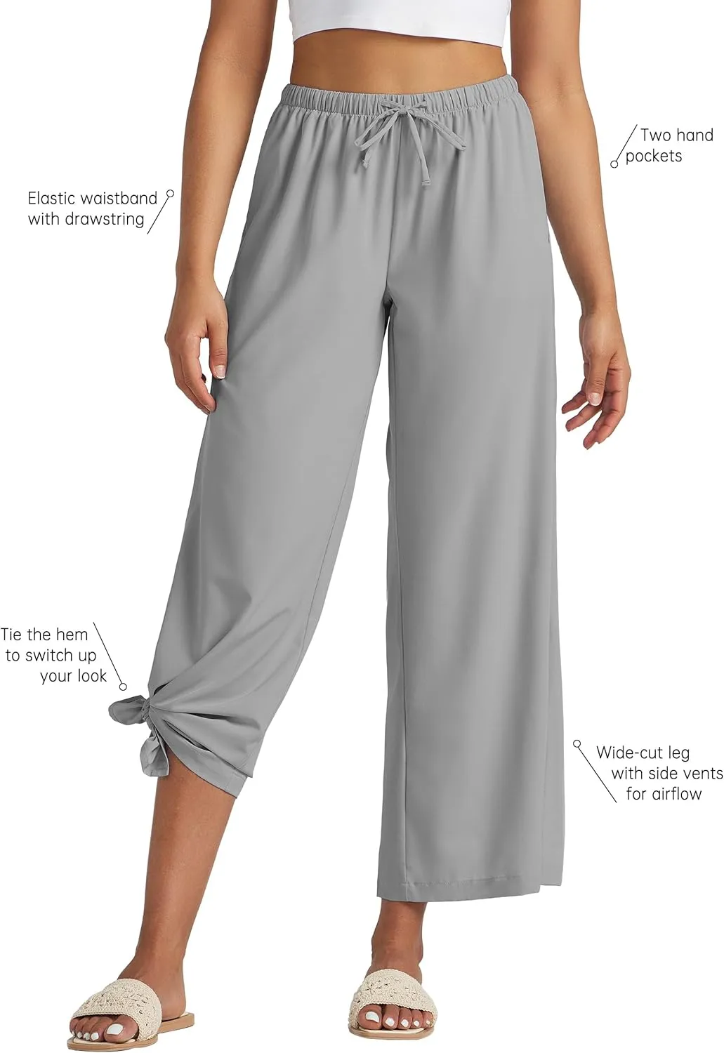 Willit Women's Wide Leg Pants UPF 50  Swim Beach Pants Lightweight Travel Pants Quick Dry Sun Protective