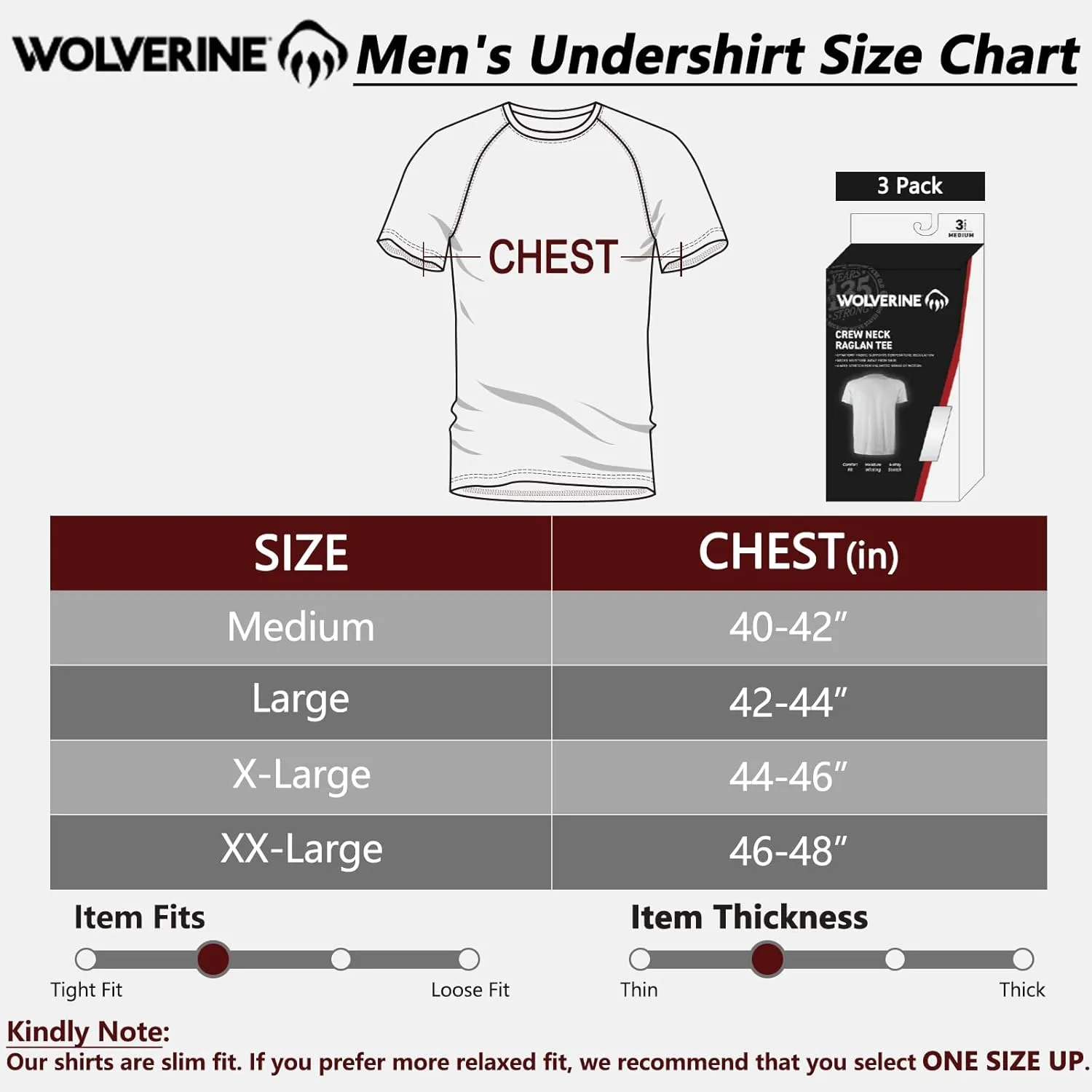 WOLVERINE Men's Undershirts Tagless Lightweight Soft T-Shirts Moisture-Wicking Crew Neck Tees for Men Short Sleeve, 3-Pack