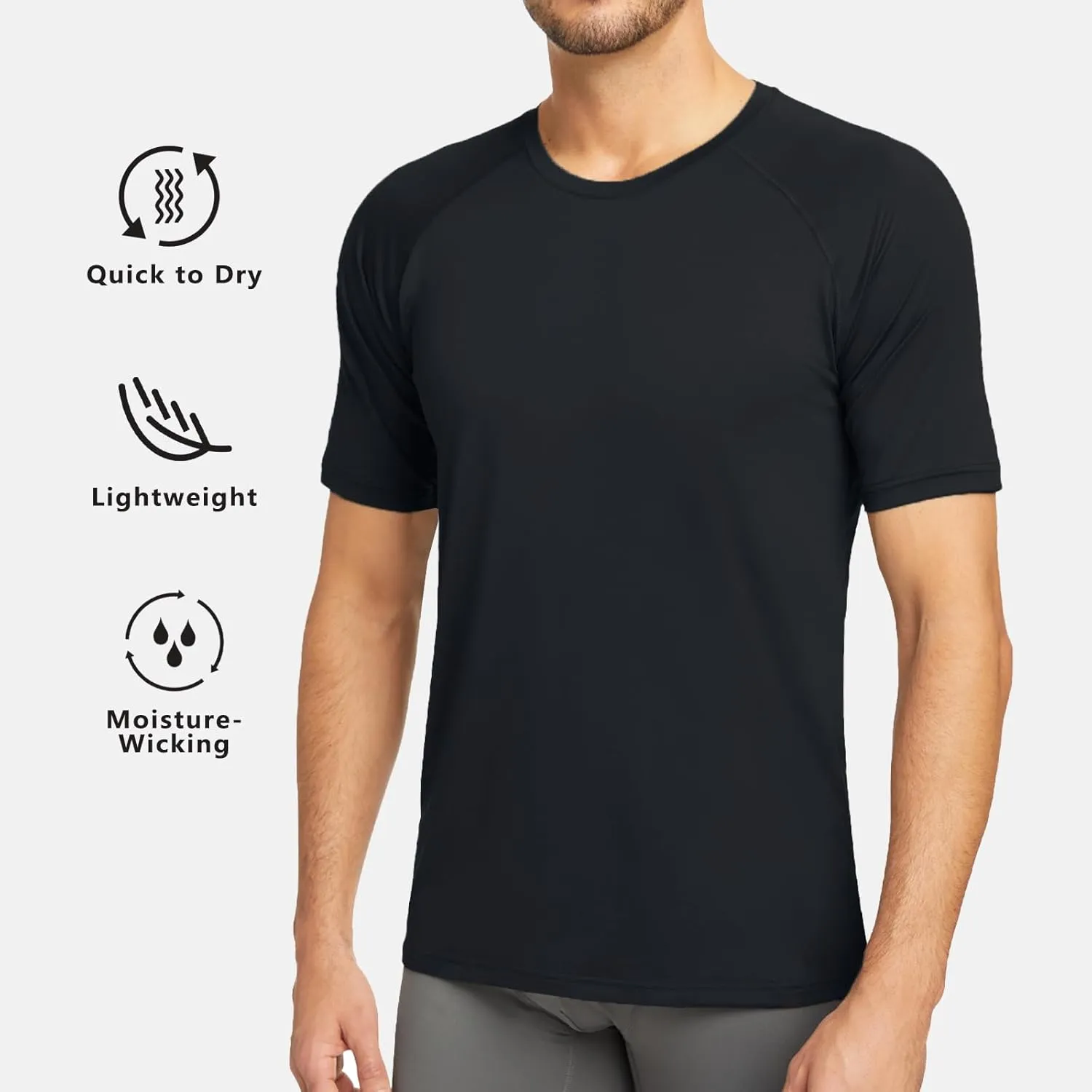 WOLVERINE Men's Undershirts Tagless Lightweight Soft T-Shirts Moisture-Wicking Crew Neck Tees for Men Short Sleeve, 3-Pack