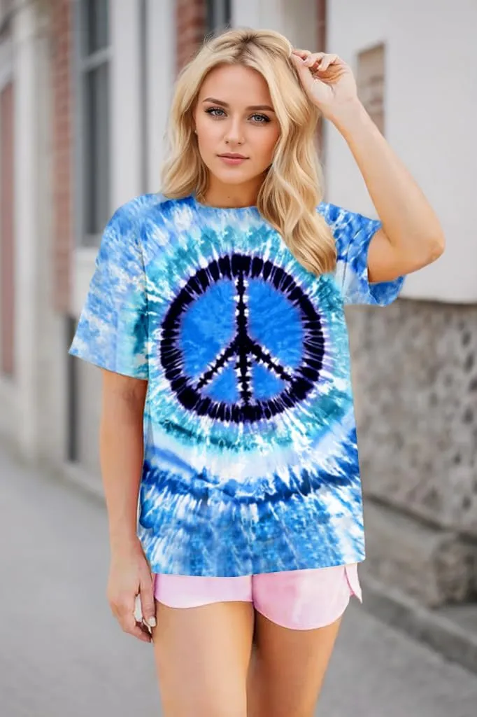 Women Hippie Shirt 60s 70s Tie Dye Hippie Costume T-Shirt Peace Love Tshirt Vintage Graphic Tee Tops