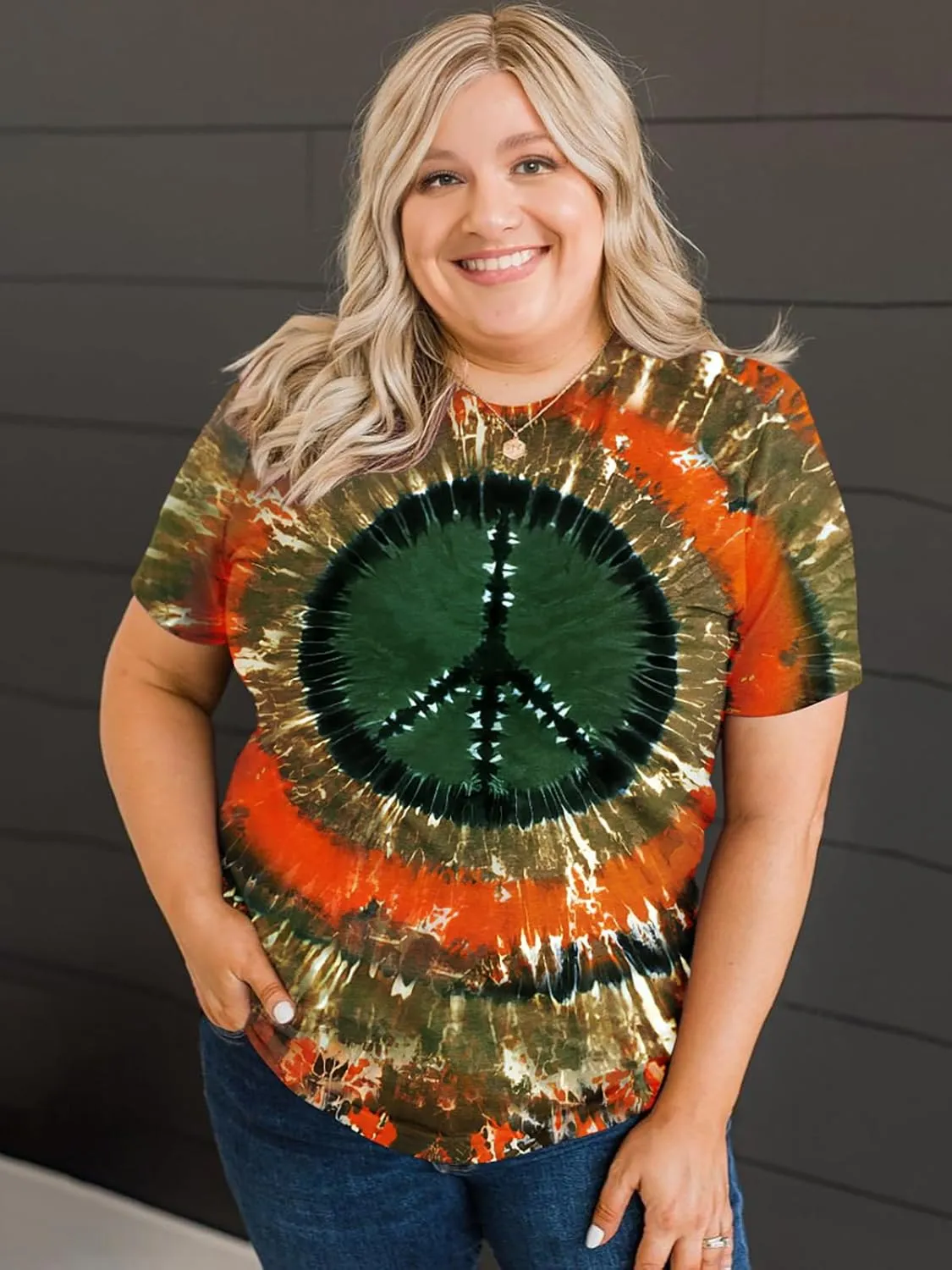 Women Hippie Shirt Tie Dye Peace Sign Tshirts Hippy Peace Costume Hippie Outfit Tee