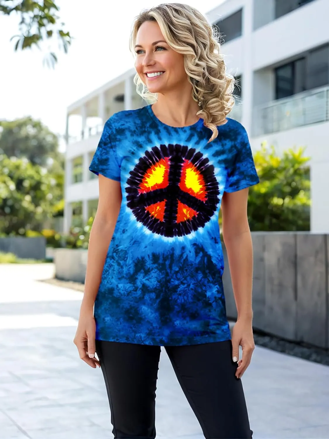 Women Hippie Shirt Tie Dye Peace Sign Tshirts Hippy Peace Costume Hippie Outfit Tee