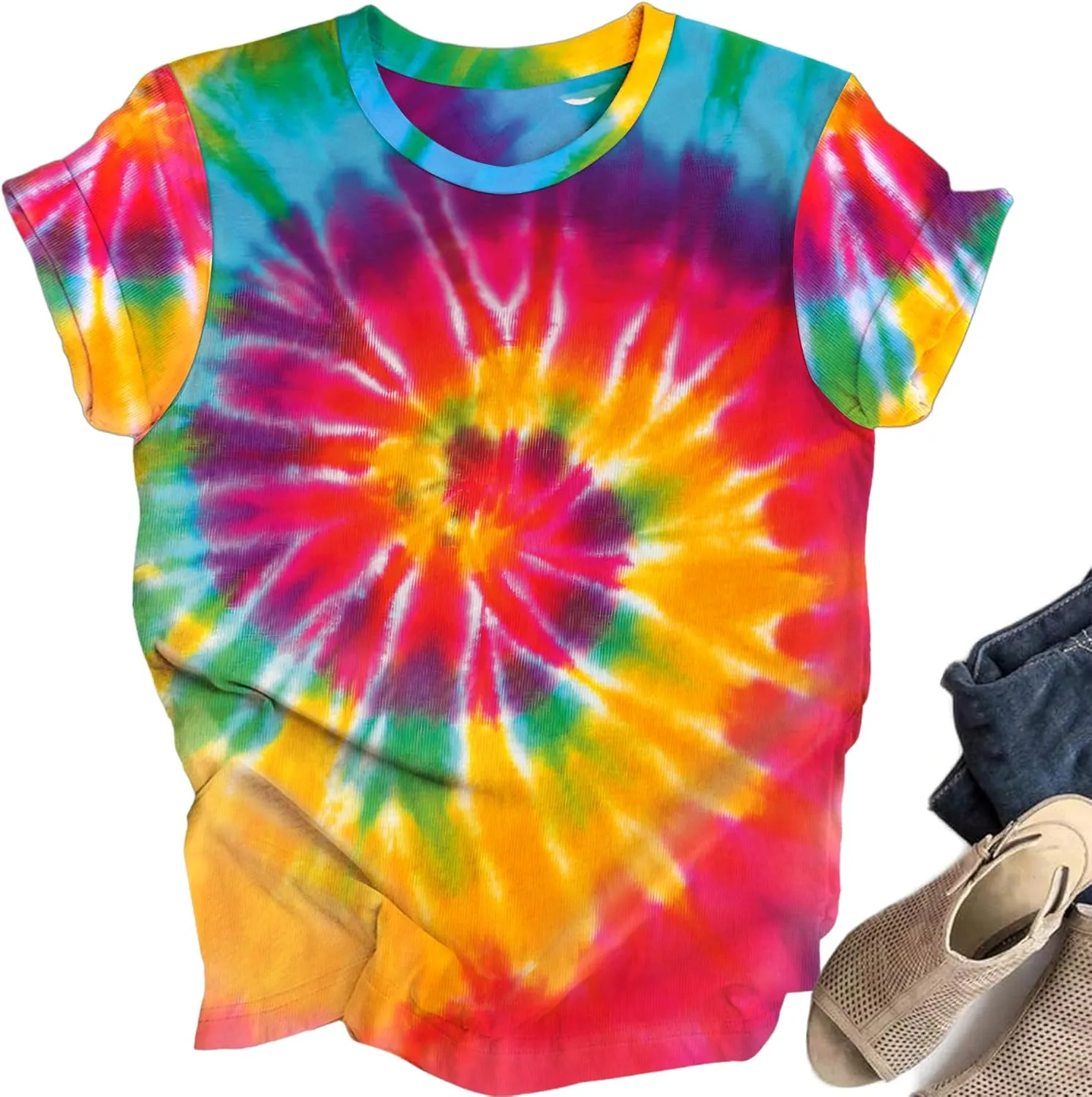 Women Hippie Shirt Tie Dye Peace Sign Tshirts Hippy Peace Costume Hippie Outfit Tee