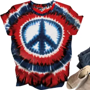 Women Hippie Shirt Tie Dye Peace Sign Tshirts Hippy Peace Costume Hippie Outfit Tee