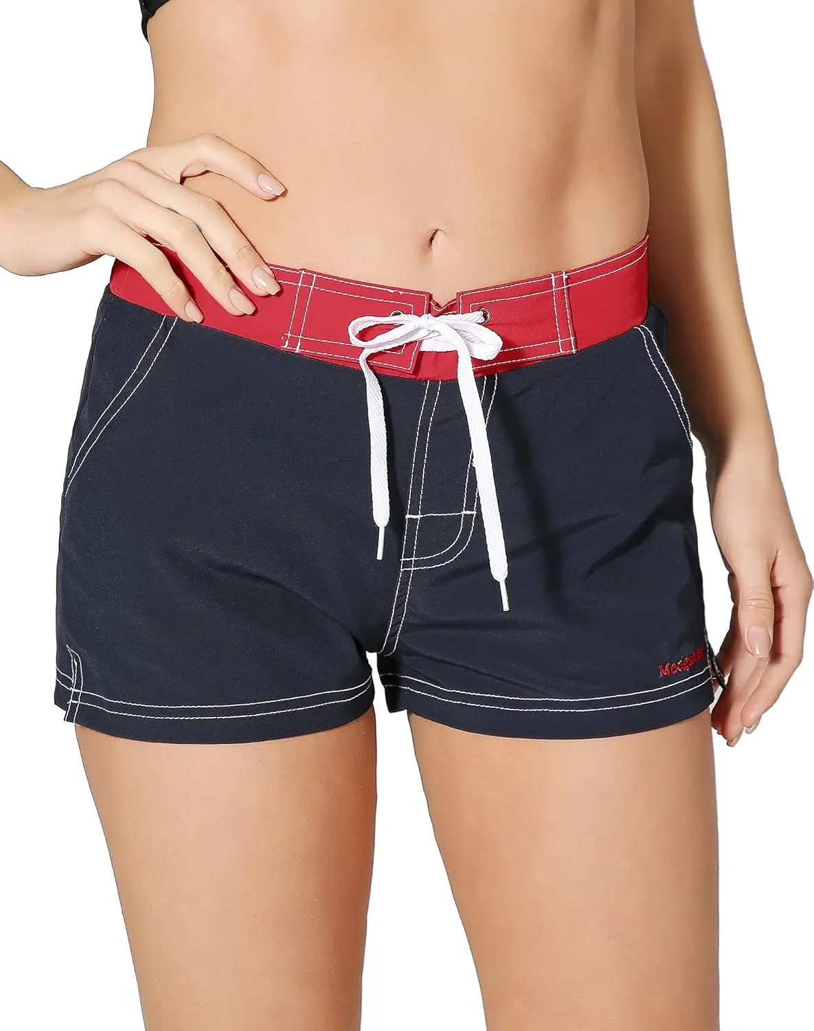 Women Quick Dry Swimwear Trunks Sports Board Shorts with Soft Briefs Inner Lining