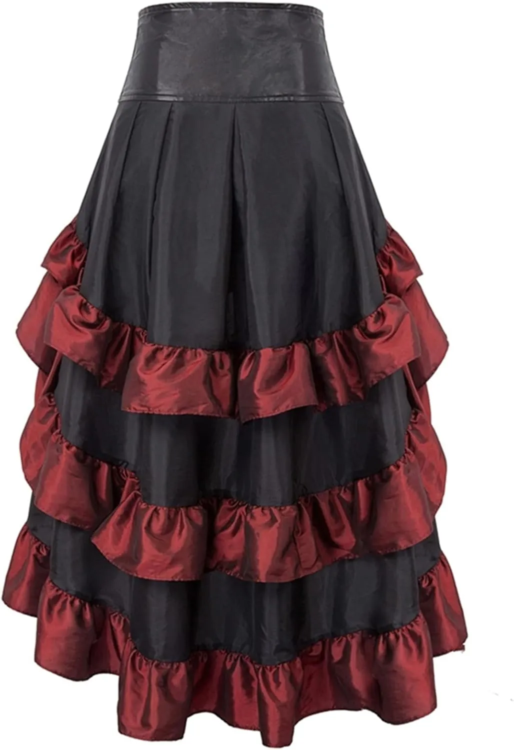 Women Steampunk Gothic Wrap Maxi Skirt Victorian Ruffles Pirate Skirts Vintage High-Low Waist A Line Bustle Costume