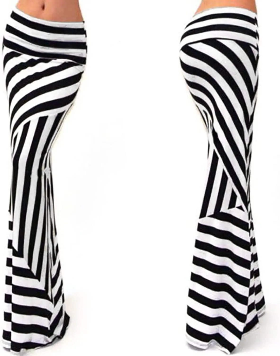 Women's 2025 Stretch Stripe Fishtail Long Skirts for Women Trendy High Waist Maxi Bodycon Skirt Womens Summer Skirts