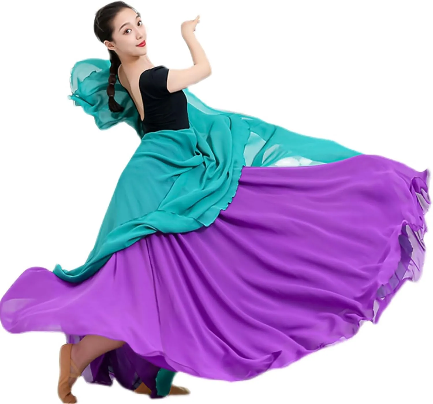 Women's 720 Fairy Lyric Dance Gradient Chiffon Swing Skirt for Ballet and Modern Dance