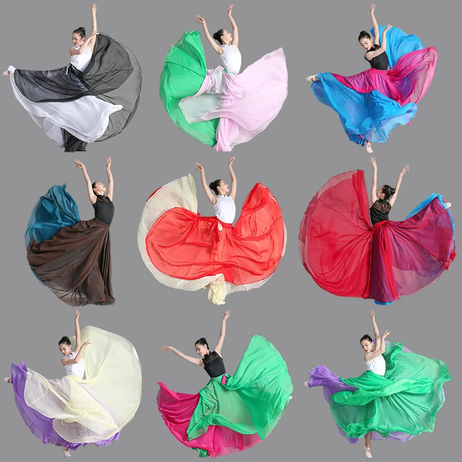Women's 720 Fairy Lyric Dance Gradient Chiffon Swing Skirt for Ballet and Modern Dance