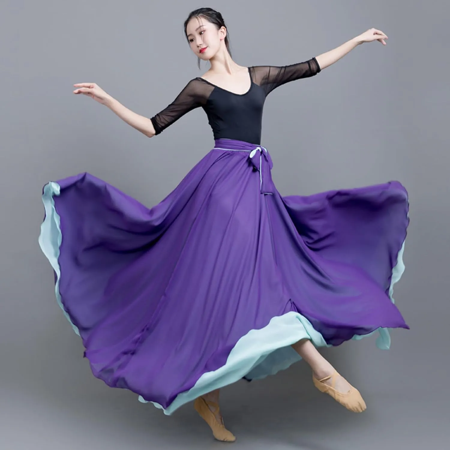Women's 720 Fairy Lyric Dance Gradient Chiffon Swing Skirt for Ballet and Modern Dance