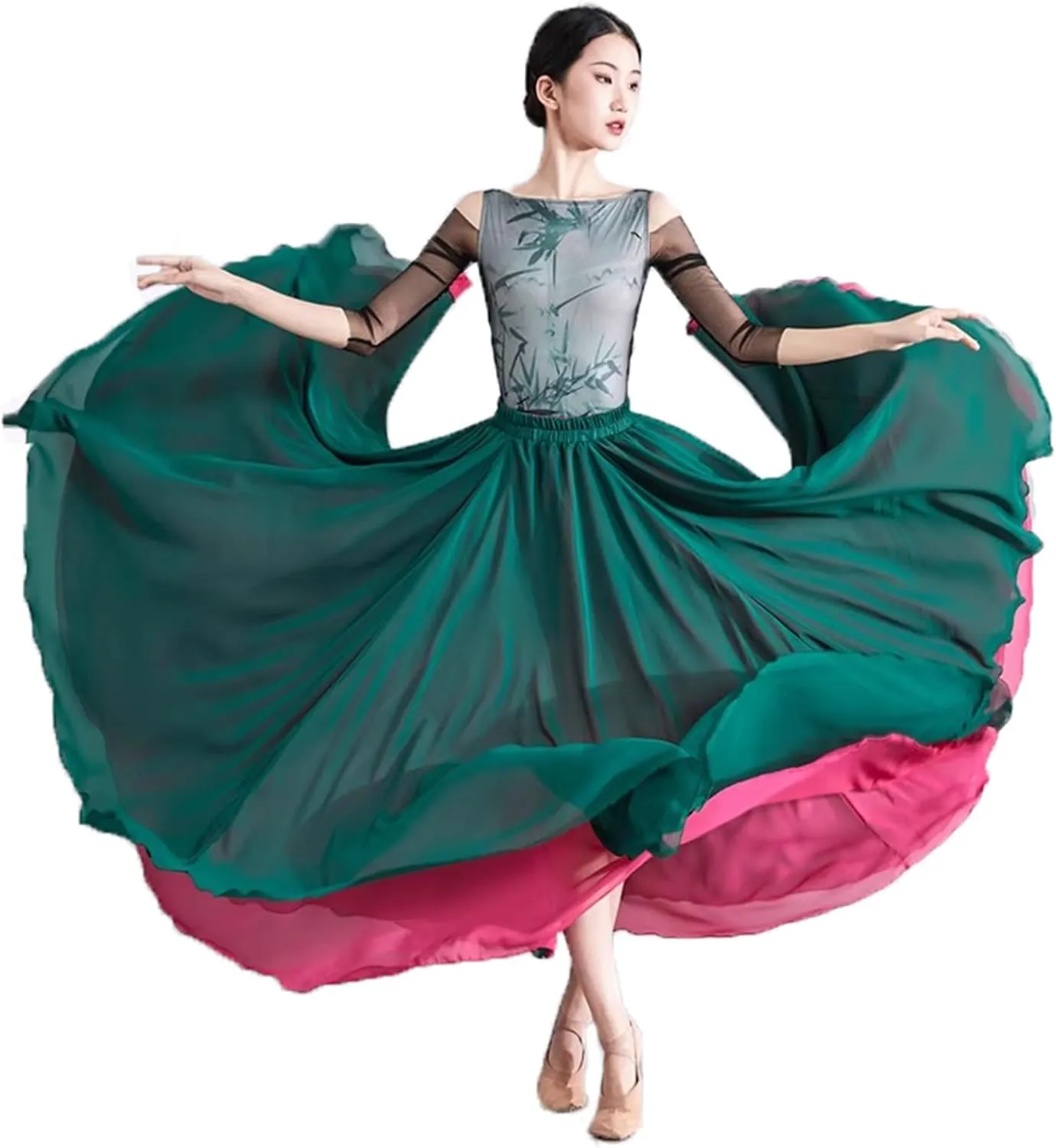 Women's 720 Fairy Lyric Dance Gradient Chiffon Swing Skirt for Ballet and Modern Dance