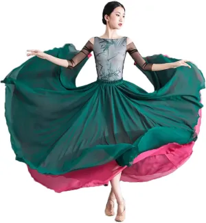 Women's 720 Fairy Lyric Dance Gradient Chiffon Swing Skirt for Ballet and Modern Dance