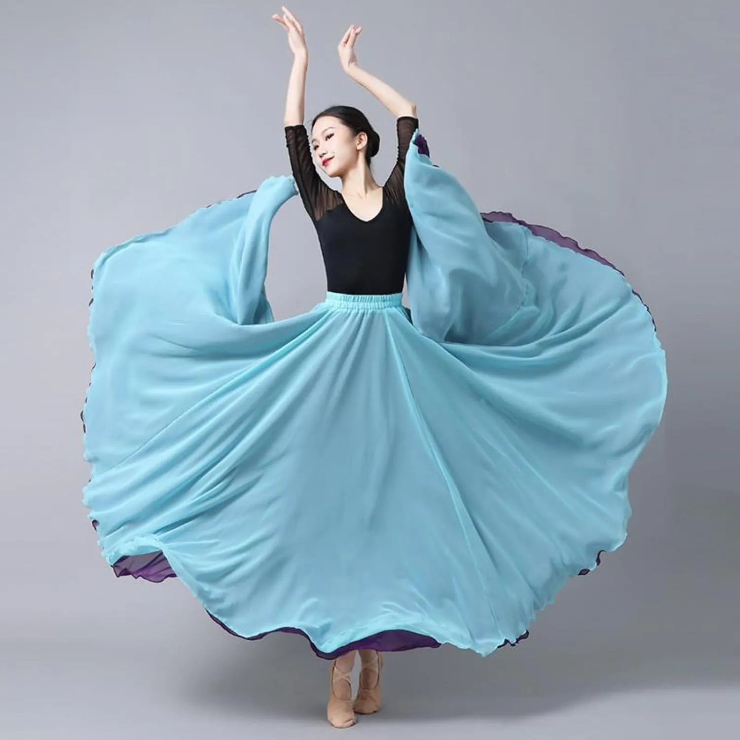 Women's 720 Fairy Lyric Dance Gradient Chiffon Swing Skirt for Ballet and Modern Dance