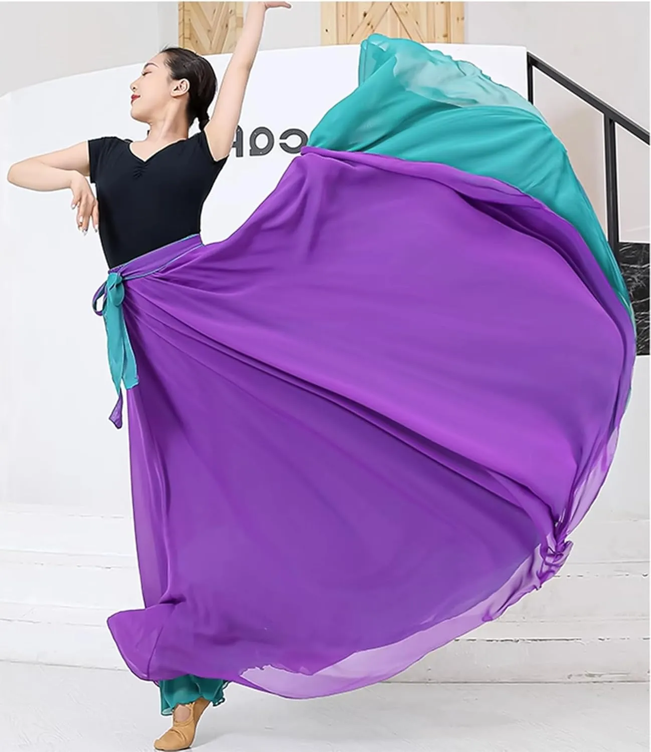 Women's 720 Fairy Lyric Dance Gradient Chiffon Swing Skirt for Ballet and Modern Dance