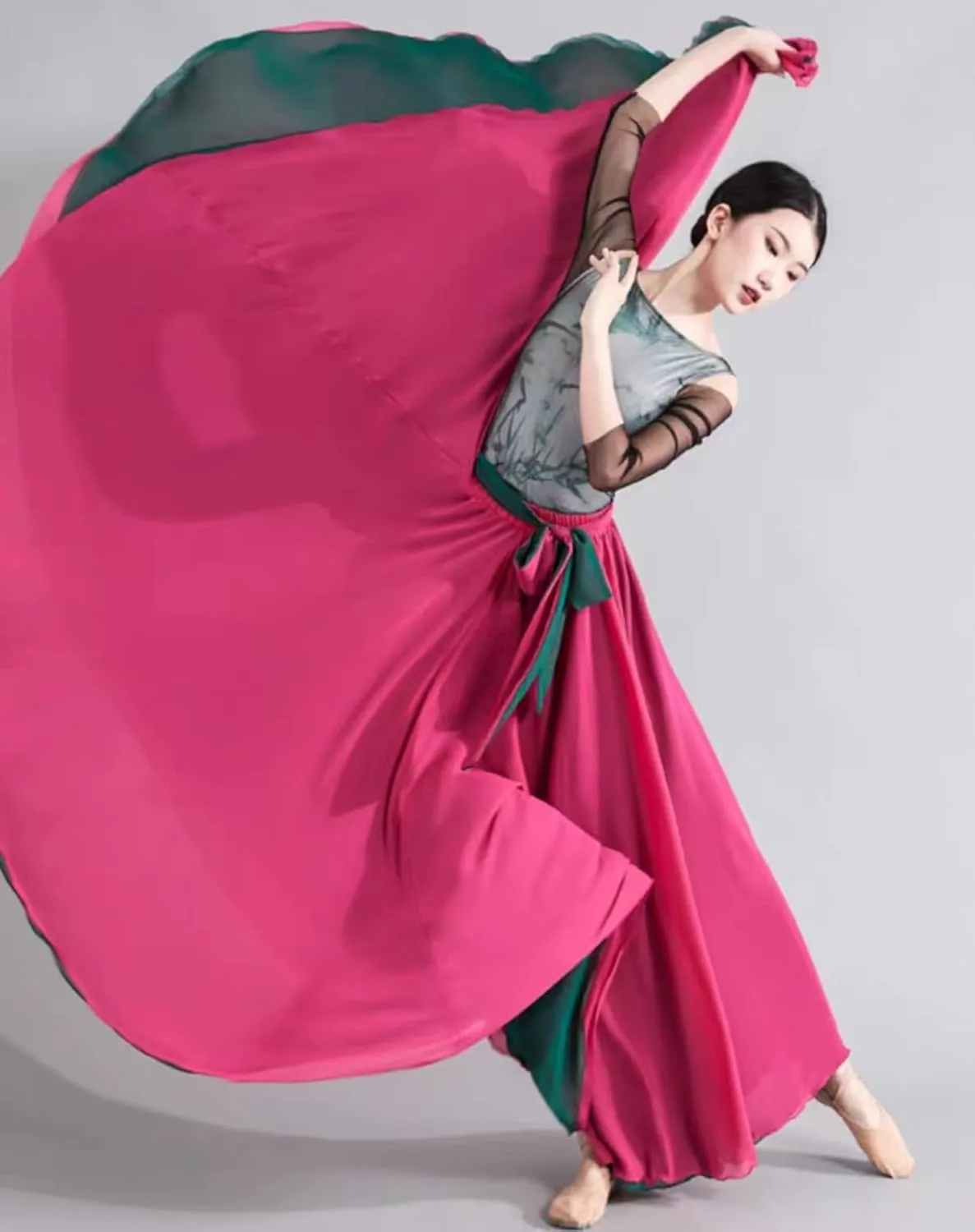 Women's 720 Fairy Lyric Dance Gradient Chiffon Swing Skirt for Ballet and Modern Dance