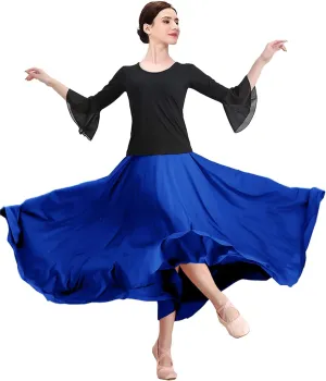 Women's Ballroom Dance Skirt Swing High Waist Long Skirt Modern Waltz Flamenco Dance Costumes