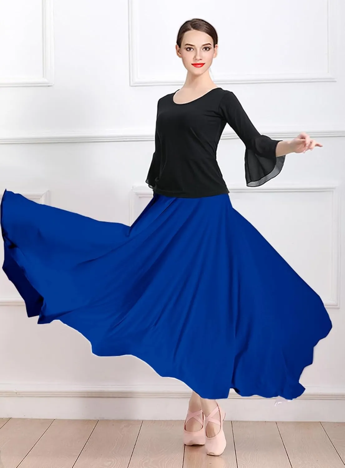 Women's Ballroom Dance Skirt Swing High Waist Long Skirt Modern Waltz Flamenco Dance Costumes