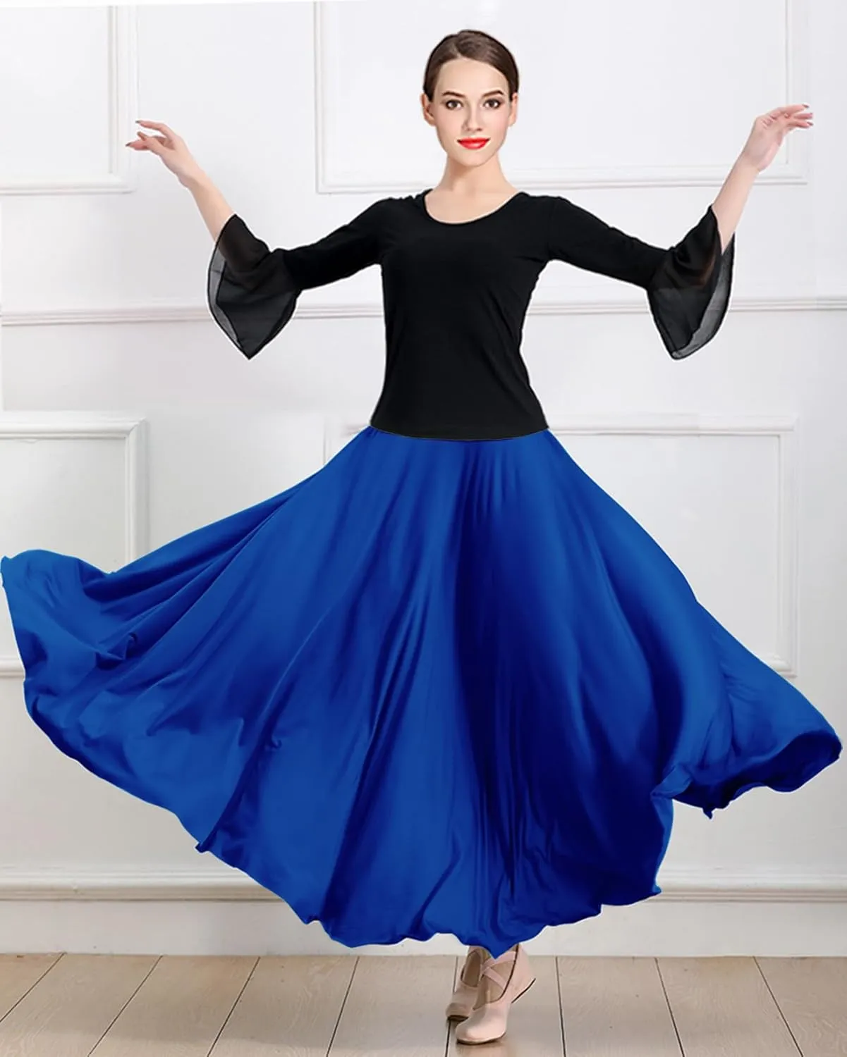 Women's Ballroom Dance Skirt Swing High Waist Long Skirt Modern Waltz Flamenco Dance Costumes