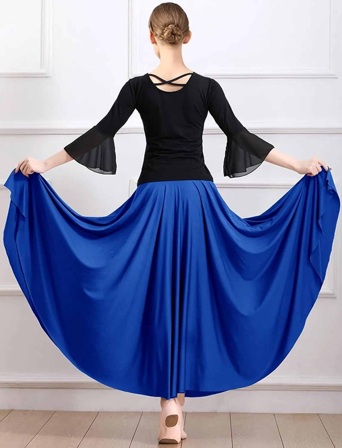 Women's Ballroom Dance Skirt Swing High Waist Long Skirt Modern Waltz Flamenco Dance Costumes