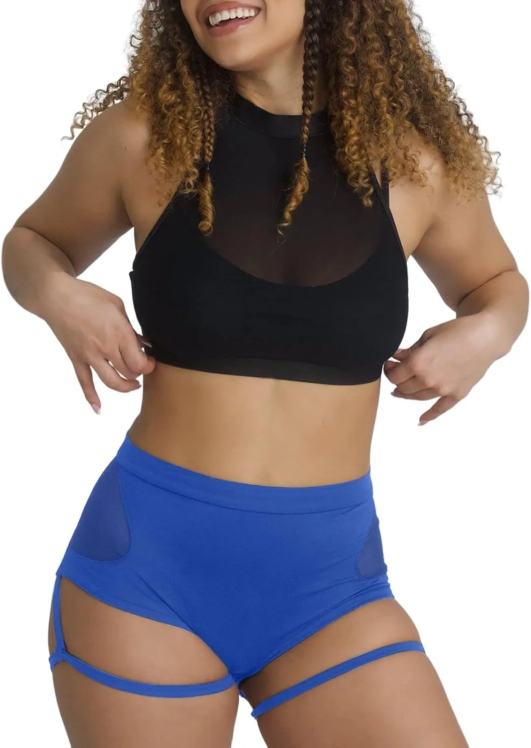 Women's Booty Shorts with Garter Belt High Waisted Fitness Pole Dance Hot Pants Active Butt Lifting Yoga Pants