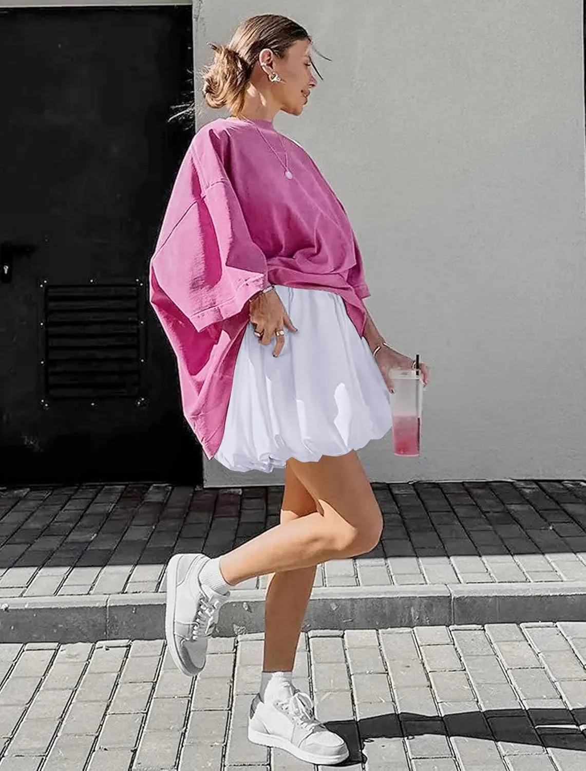 Womens Bubble Shorts Ruffled High Waisted Cute Skorts with Pockets Boho Casual Mini Go Out Skirts