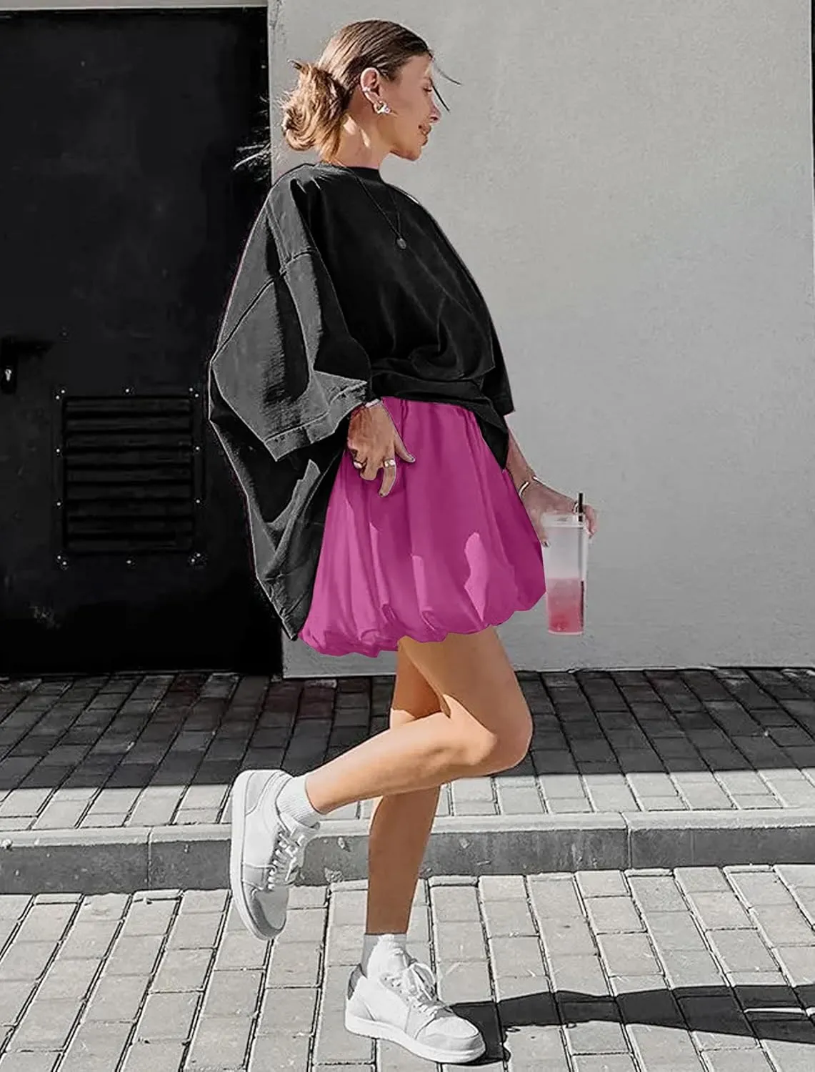 Womens Bubble Shorts Ruffled High Waisted Cute Skorts with Pockets Boho Casual Mini Go Out Skirts