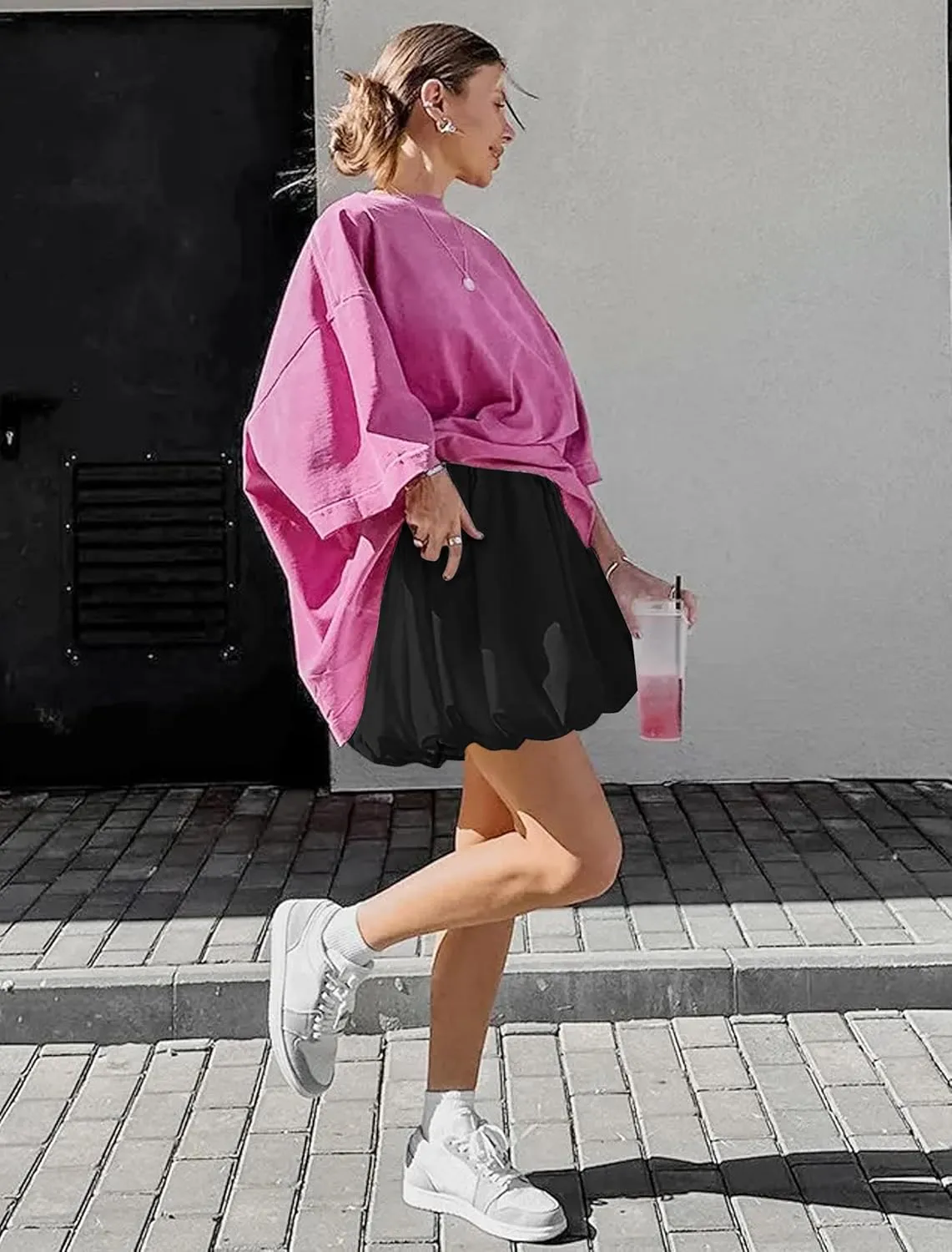 Womens Bubble Shorts Ruffled High Waisted Cute Skorts with Pockets Boho Casual Mini Go Out Skirts
