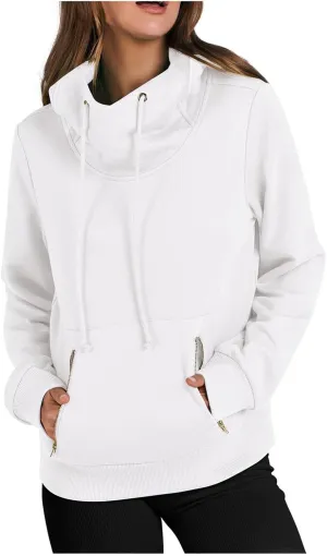 Women's Fashion Hoodies & Sweatshirts 2024 Long Sleeve Cowl Neck Fall Oversized Sweatshirt Cute Teen Girls Outfits