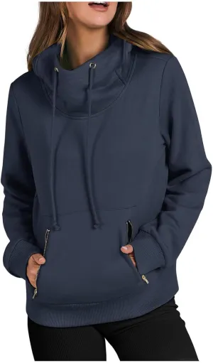 Women's Fashion Hoodies & Sweatshirts 2024 Long Sleeve Cowl Neck Fall Oversized Sweatshirt Cute Teen Girls Outfits