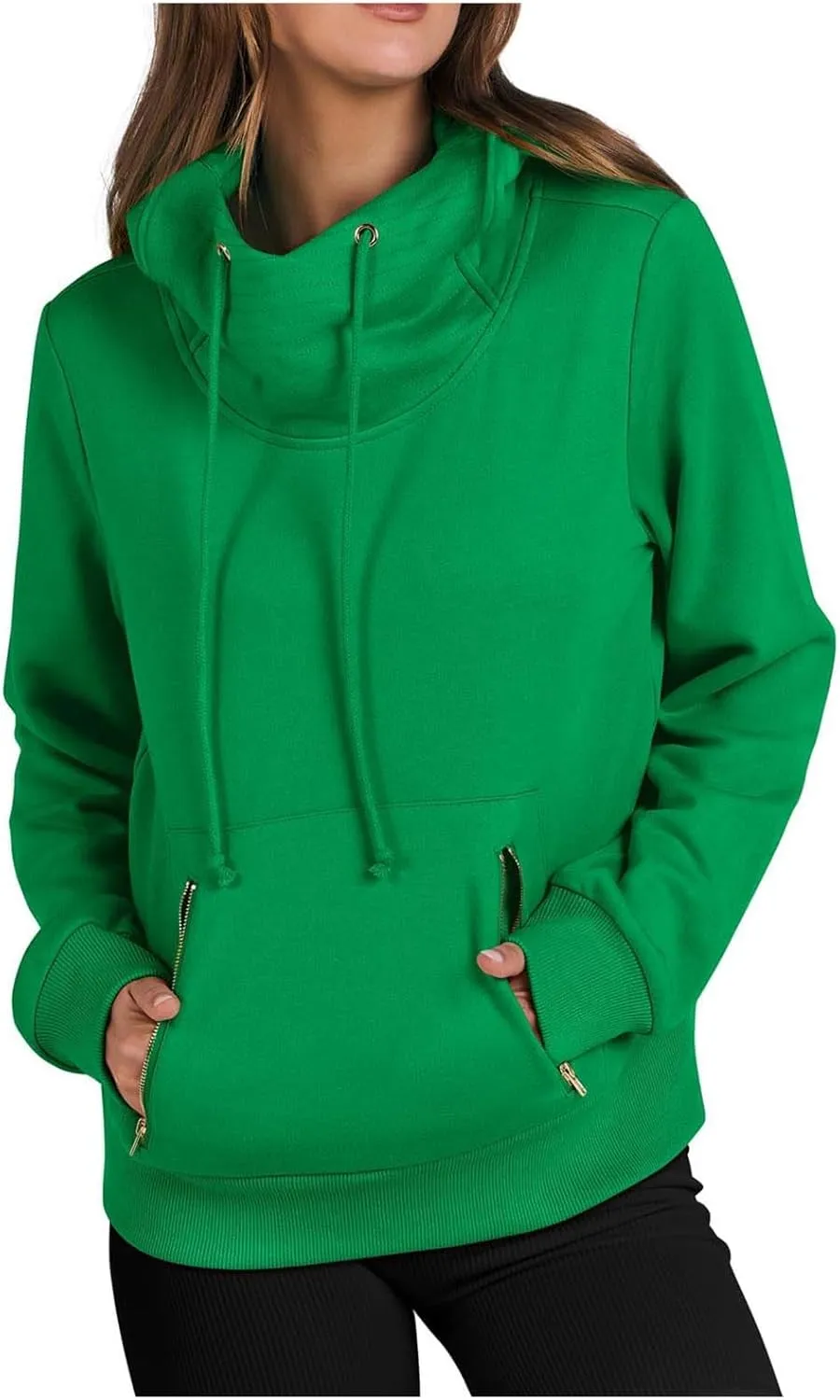 Women's Fashion Hoodies & Sweatshirts 2024 Long Sleeve Cowl Neck Fall Oversized Sweatshirt Cute Teen Girls Outfits