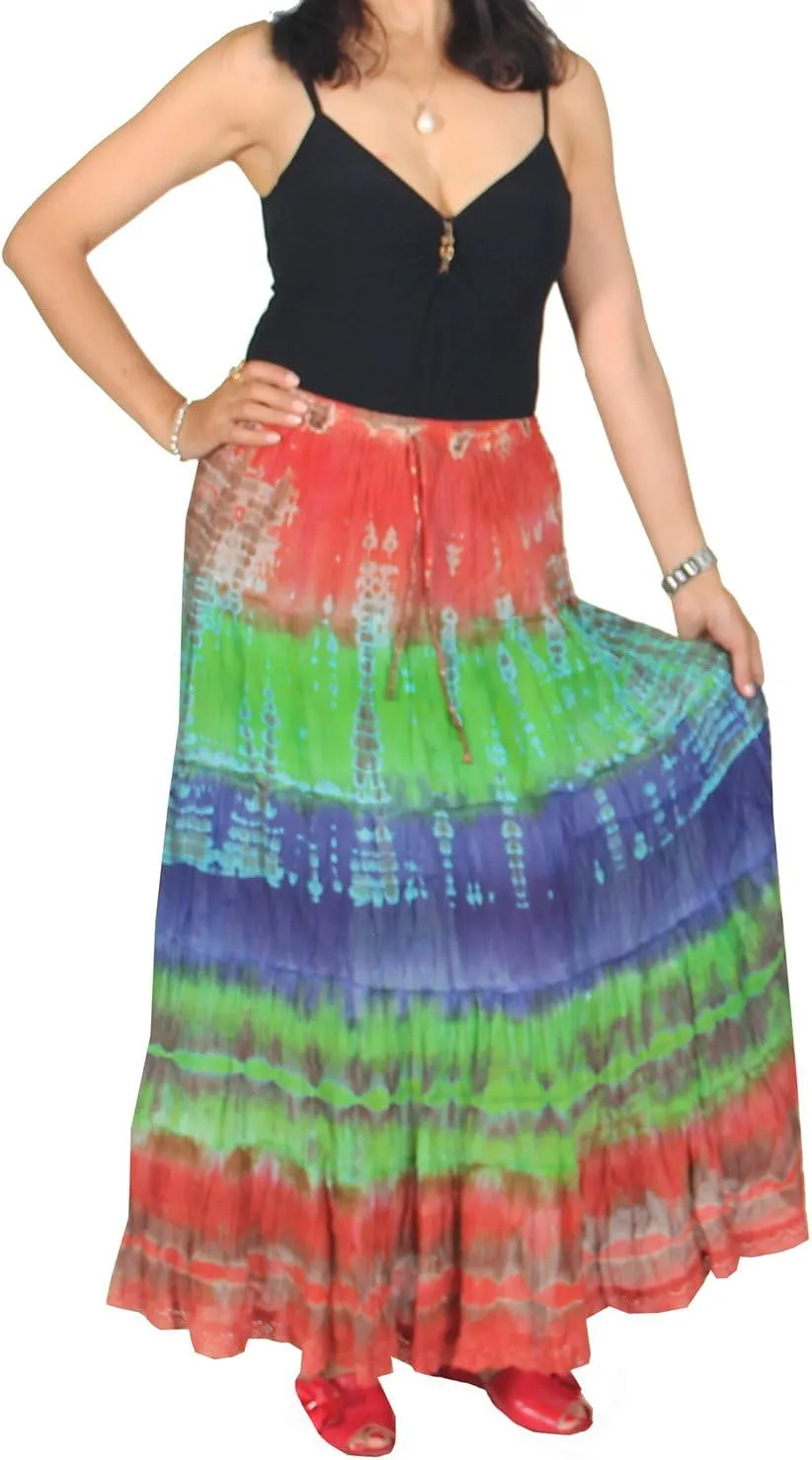 Women's Hippie Boho Gypsy Tie-dye Long Skirt