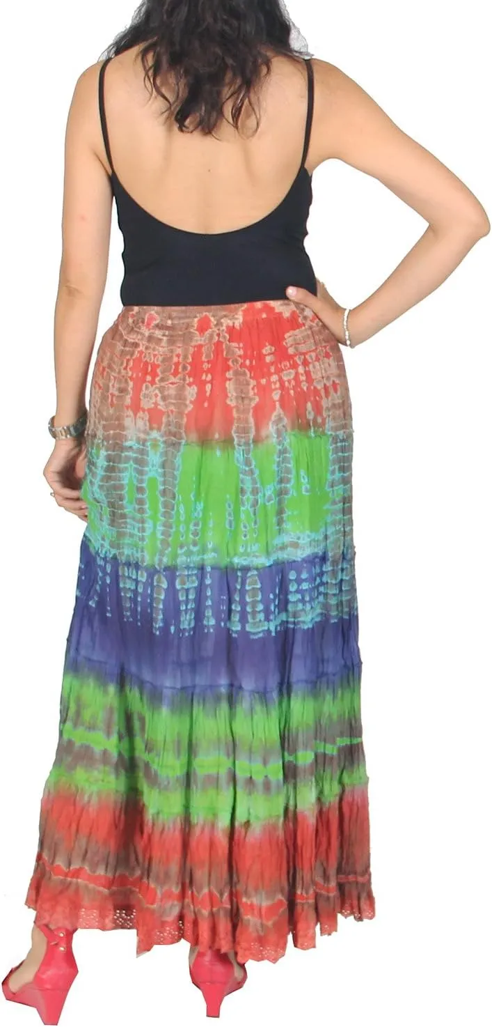 Women's Hippie Boho Gypsy Tie-dye Long Skirt