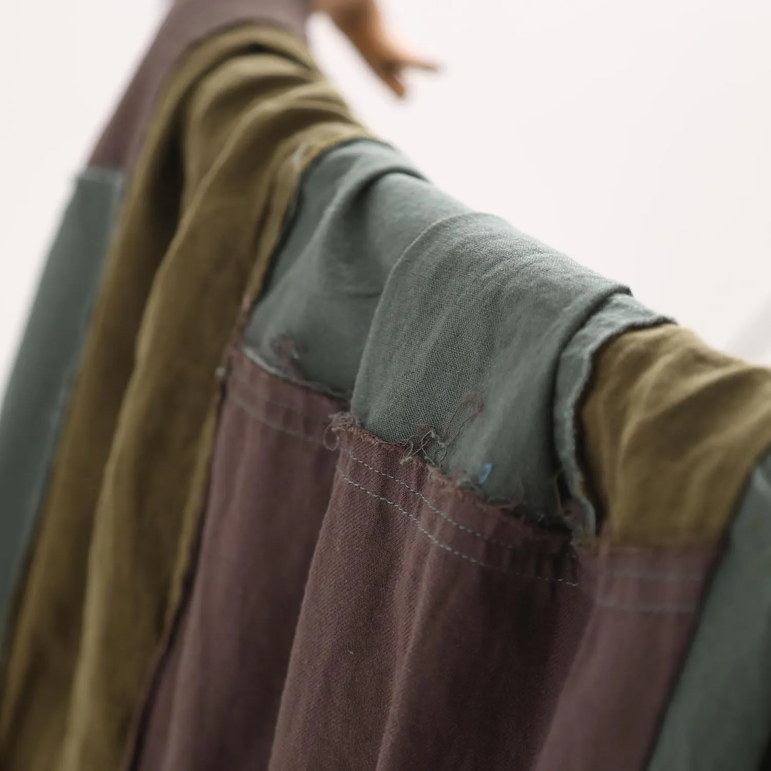 Women's Layered Patchwork 100% Linen Skirt - Boho Vintage A-Line Maxi Elastic Waist Irregular Hem