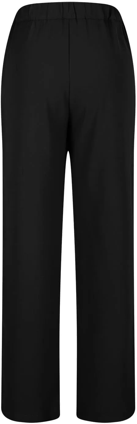 Womens Linen Pants Straight Leg High Waist Linen Pants Women Summer Dressy Drawstring Wide Leg Flowy Pants Trousers
